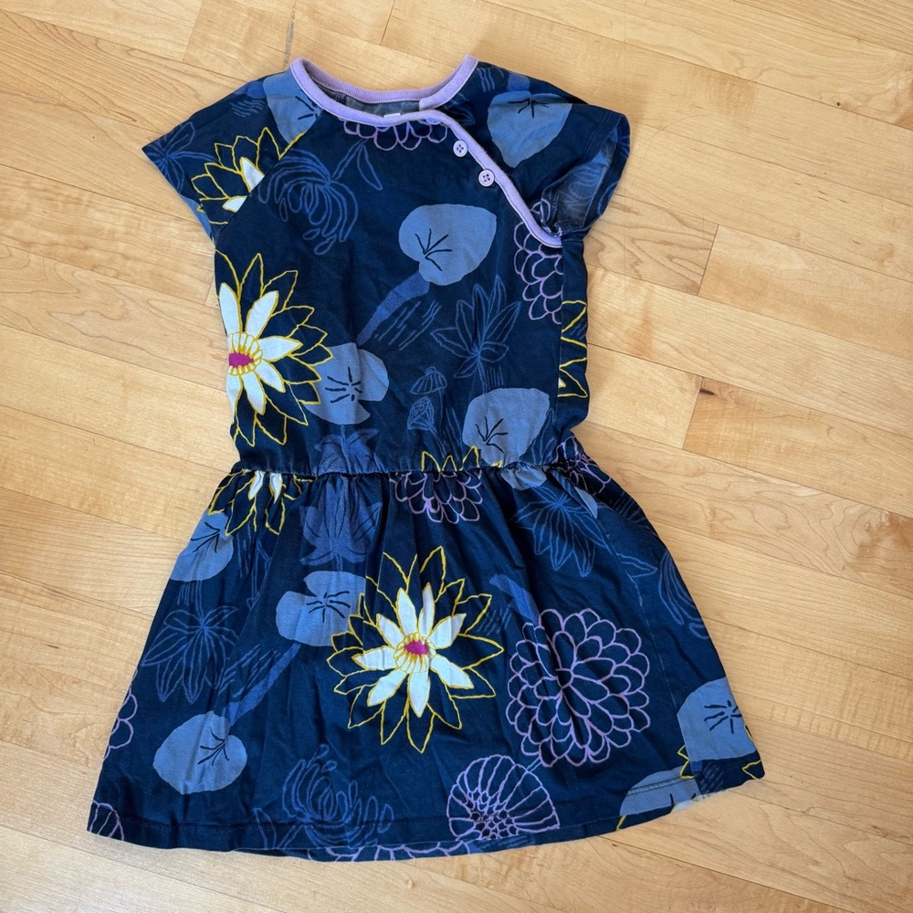 Tea Collection Navy and Purple Floral Dress